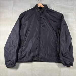 Polo Ralph Lauren Windbreaker Jacket Mens XL Black Red Pony Full Zip Nylon